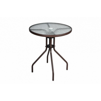 Kulatý balkonový stolek, ocelový rám + skleněná deska