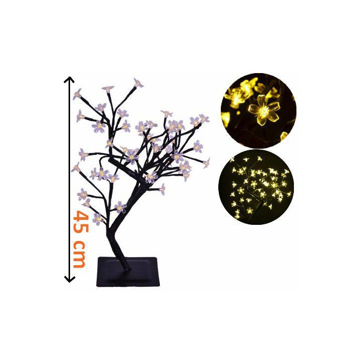 Umělý strom se svítícími květy - dekorativní osvětlení do bytu 45 cm, napájení 230 V