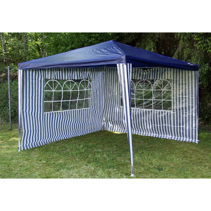 2 boční stěny s okny pro zahradní párty stany, modrá / bílá