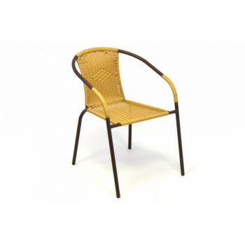 Bistro židle s ocelovým rámem a ratanovým výpletem, stohovatelná