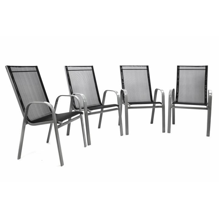 4 ks venkovní kovová stohovatelná židle, prodyšný výplet