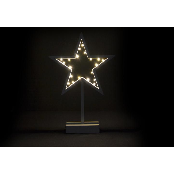 Vánoční světelná dekorace na okno / stolek - hvězda na stojánku 38,5 cm