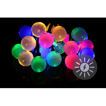 Venkovní barevný solární řetěz 20 barevných koulí, venkovní + vnitřní, funkce blikání, 1,75 m
