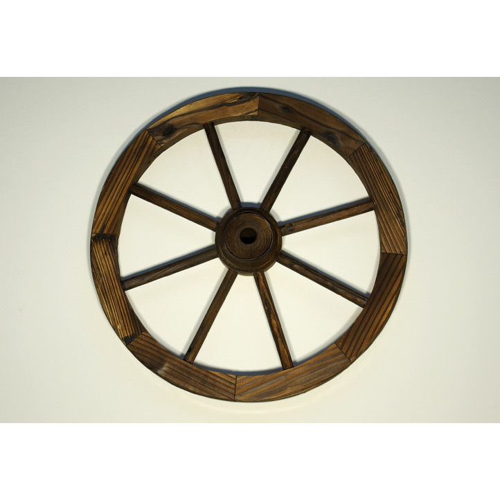 Ozdobné dřevěné kolo od vozu - dekorace k zavěšení, průměr 50 cm