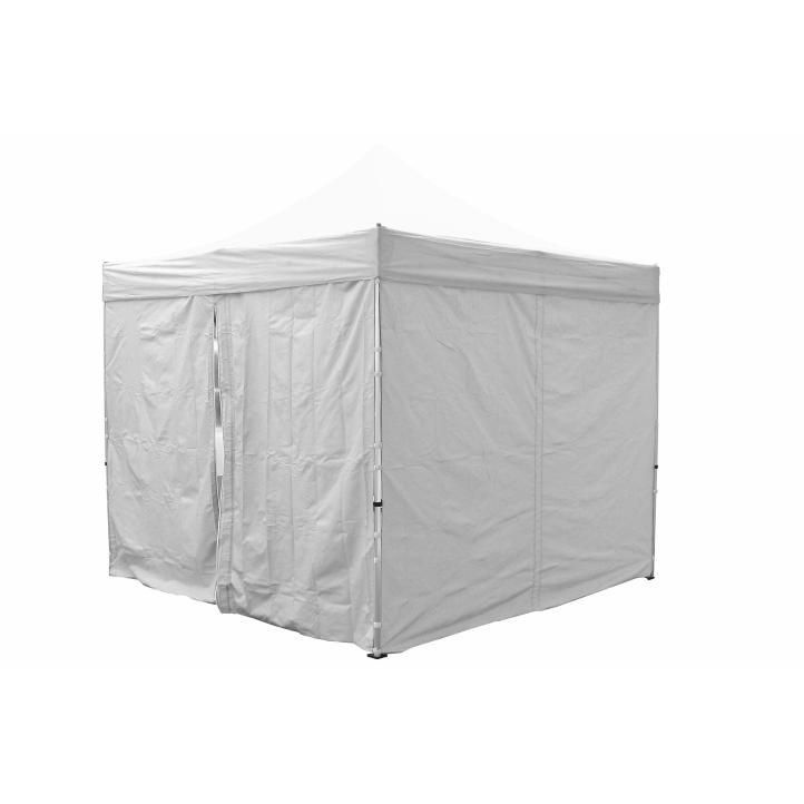 2 boční stěny pro zahradní párty stany, jedna plná, jedna se zipem, bílá barva