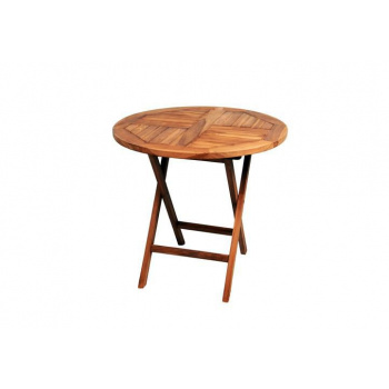 Menší kulatý zahradní stolek, týkové dřevo, Ø 80 cm, zahrada / terasa / balkon