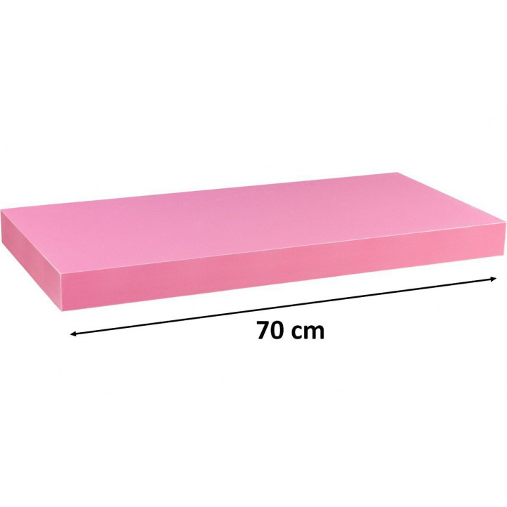 Nástěnná polička s levitujícím efektem růžová, 70 cm