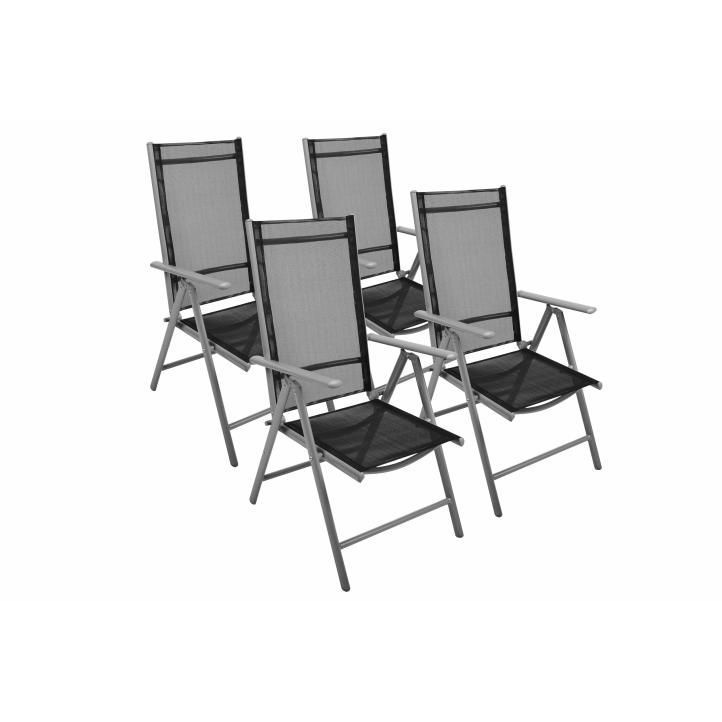 Sada 4 ks skládacích venkovních židlí, hliníkový rám / textilní výplet