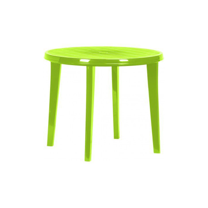 Kulatý plastový stůl pro 4 osoby, světle zelený