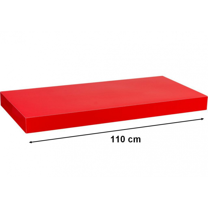 Nástěnná polička s levitujícím efektem lesklá červená, 110 cm