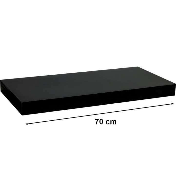 Nástěnná polička s levitujícím efektem lesklá černá, 70 cm