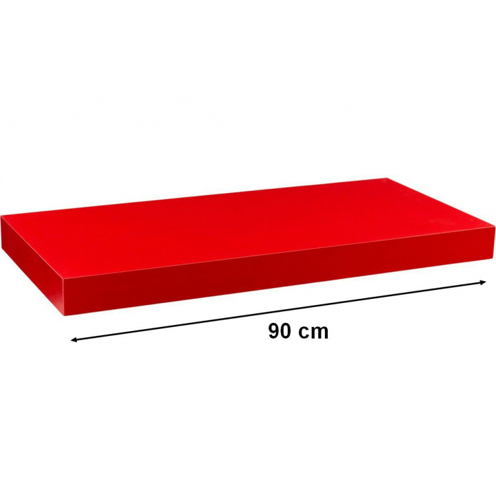 Nástěnná polička s levitujícím efektem červená, 90 cm