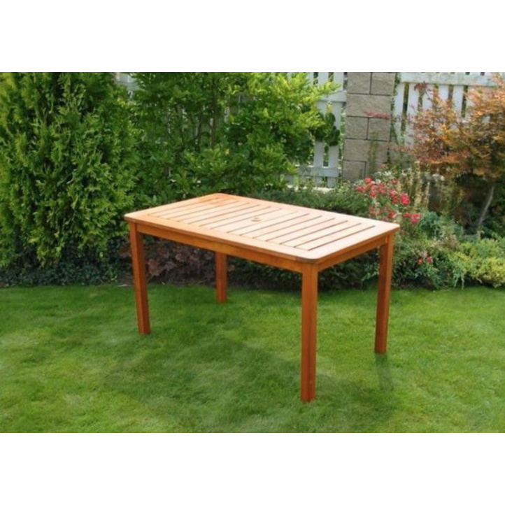 Dřevěný venkovní stůl obdélníkový, 130 cm, mořená borovice