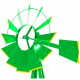 Velký kovový větrník - styl amerických rančů, 245 cm, zelený