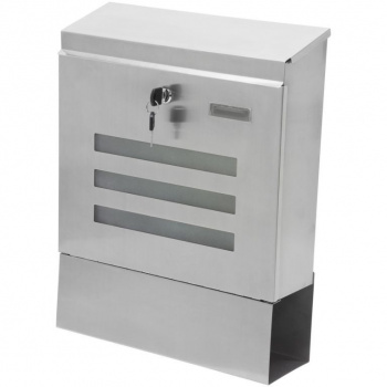 Nástěnná poštovní schránka nerezová s držákem novin na vrata / plot / fasádu, 35x44 cm