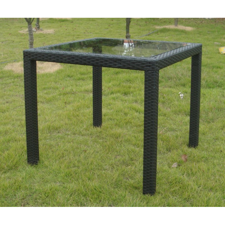 Zahradní skleněný stůl čtvercový, čiré sklo / hliník