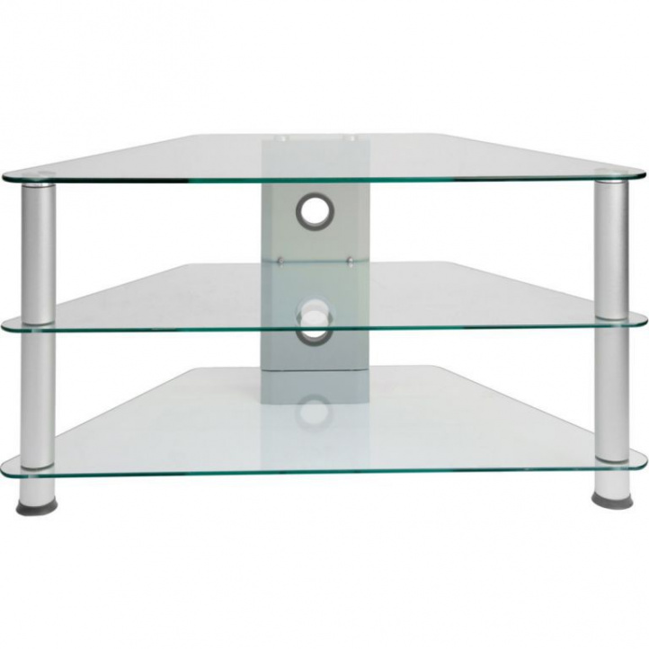 Moderní skleněný stolek pod televizi, bezpečnostní sklo / kovové nohy