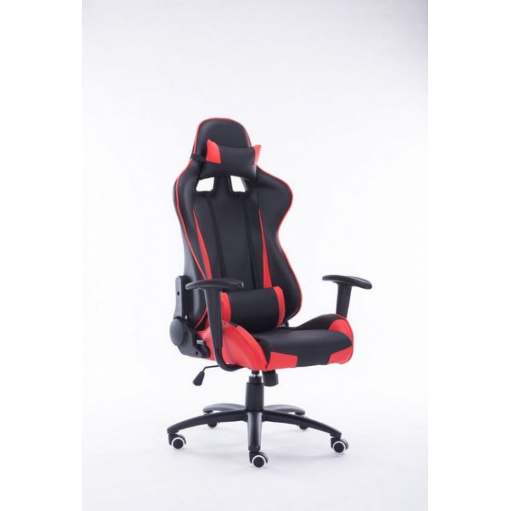 Otočná kancelářská židle s bederním a hlavovým polštářkem, červená /černá