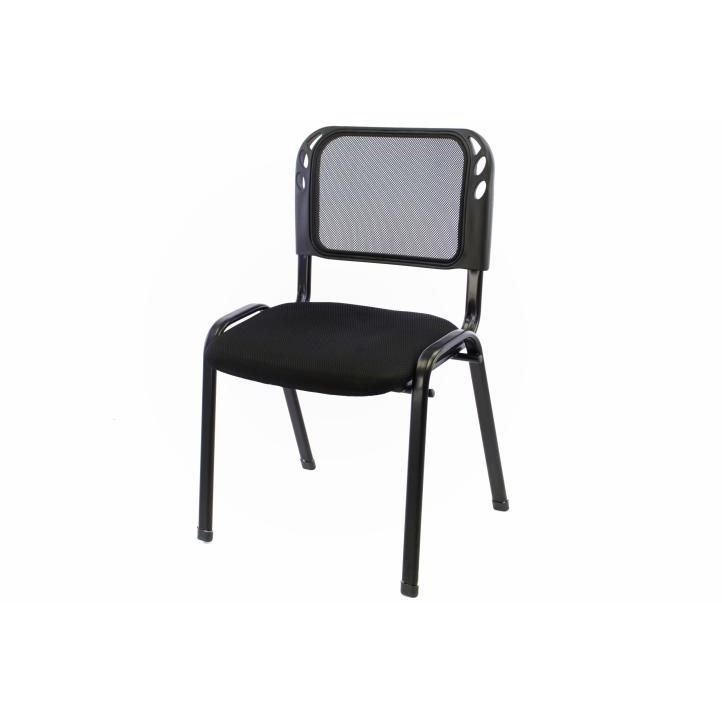 Kovová stohovatelná židle, polstrovaný sedák, černá