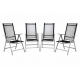 4 ks elegantní hliníková židle s textilním výpletem, šedá / černá