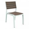 Zahradní plastová židle bez područek s imitací dřeva, bílá / cappuccino
