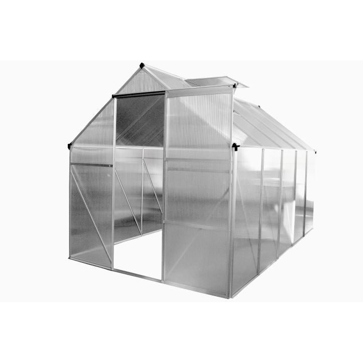 Polykarbonátový skleník, ALU konstrukce, 250x190x195 cm, vč. spodního rámu