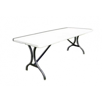 Zahradní obdélníkový stůl skládací, bílý, kov / plast