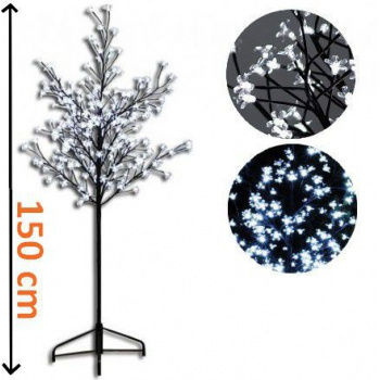 Vysoký umělý okrasný strom se svítícími kvítky venkovní / vnitřní, 1,5 m