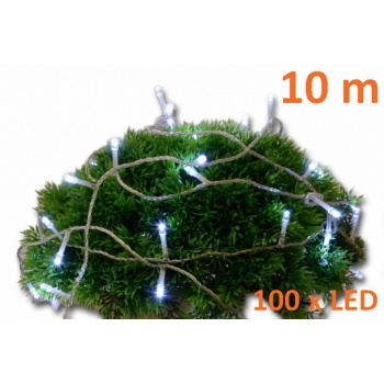 Vánoční LED osvětlení řetěz venkovní + vnitřní, časový spínač, 10 m