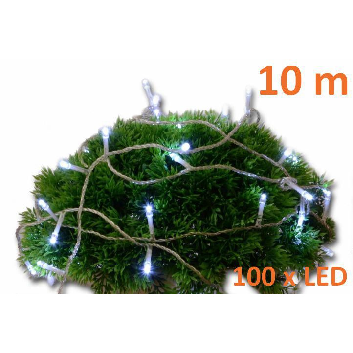 Vánoční LED osvětlení řetěz venkovní + vnitřní, časový spínač, 10 m