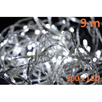 Vánoční osvětlení LED řetěz venkovní + vnitřní, 100 LED diod, 9 m