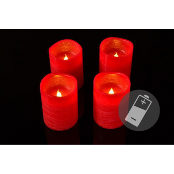 4 ks umělá svíčka na baterie s dálkovým ovládáním, červená