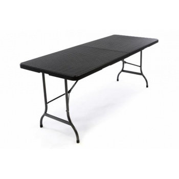 Velký skládací kempinkový stůl s kufříku kov / plast 180 cm, černý