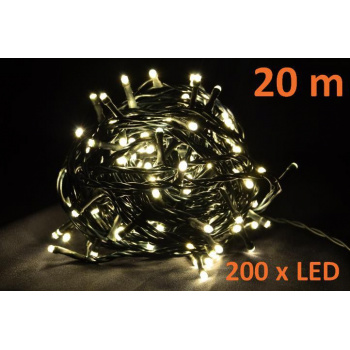 Vánoční osvětlení - svítící řetěz z LED diod vnitřní, 200 LED, 20 m