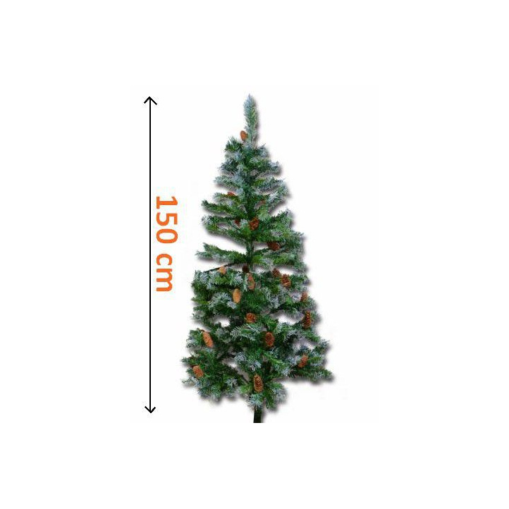 Umělý vánoční strom se zasněženým vzhledem a šiškami, 1,5 m