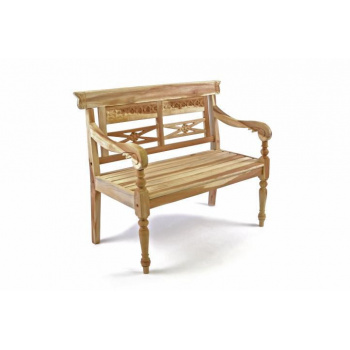 Malá dětská dřevěná lavička na zahradu / balkon / terasu, vyřezávané detaily, 80 cm