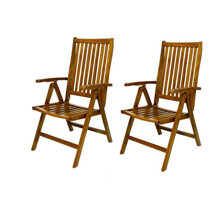 2 ks dřevěná skládací židle, akátové dřevo, tmavě hnědá
