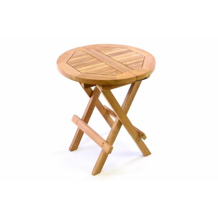 Menší dřevěný odkládací stolek kulatý, teakové dřevo
