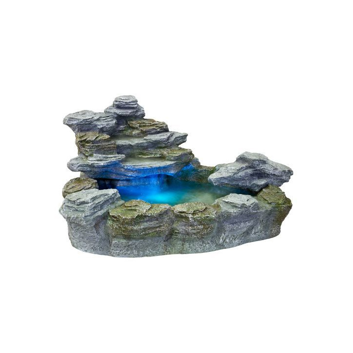 Dekorativní fontána / kašna s tekoucí vodou, osvětlená, kamenný vzhled