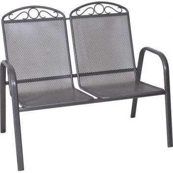 Venkovní kovové dvojkřeslo z tahokovu tmavě šedé 107 cm na balkon / terasu