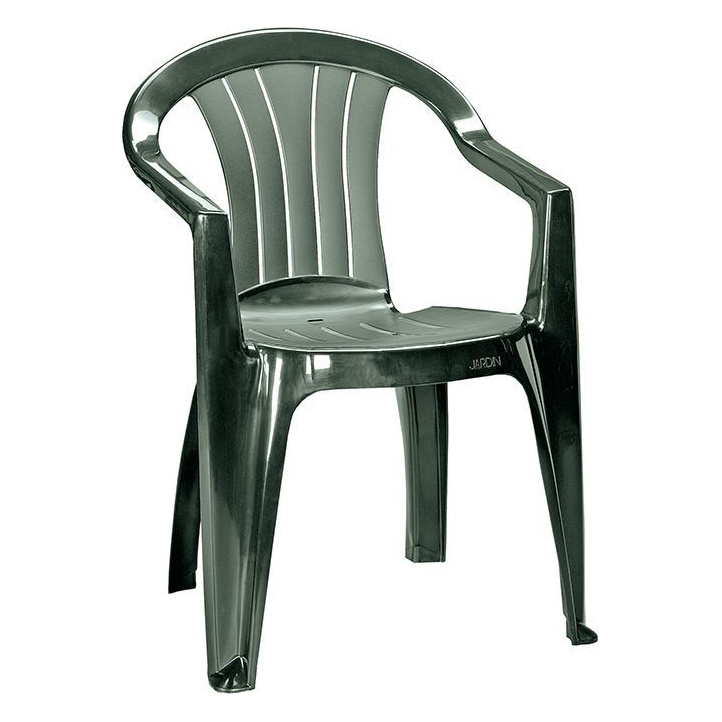 Plastová zahradní židle, klasický vzhled, tmavě zelená