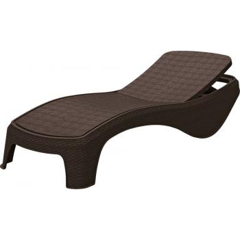Luxusní zahradní polyratanové lehátko tmavě hnědé na opalování / relaxaci