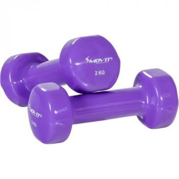 Činky s vinylovým potahem, aerobik / kondiční cvičení, 2x2 kg, fialové
