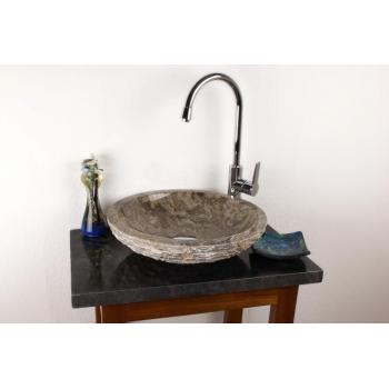 Designové kulaté umyvadlo na desku, přírodní kámen mramor, průměr 47 cm