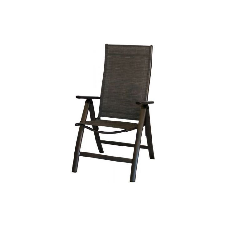Kvalitní polohovací venkovní židle, hliníkový rám, antracit / černá