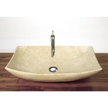 Klenuté umyvadlo na desku z přírodního kamene mramor krémové, obdélník 60x40 cm