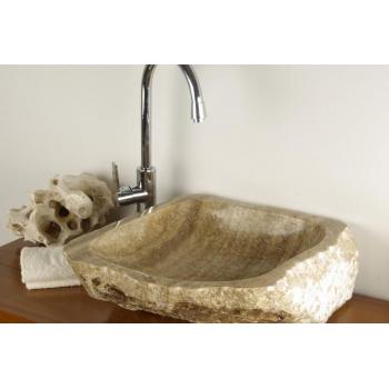 Designové kamenné umyvadlo na desku, nepravidelný tvar, krémové, 35-45 cm