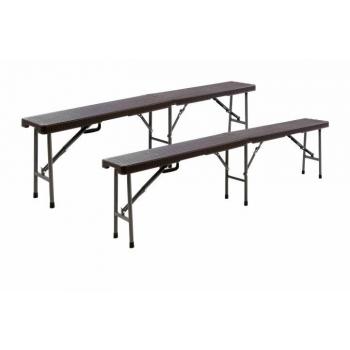 2 ks skládací kempinková lavice bez opěradla kov / plast 180 cm, hnědá