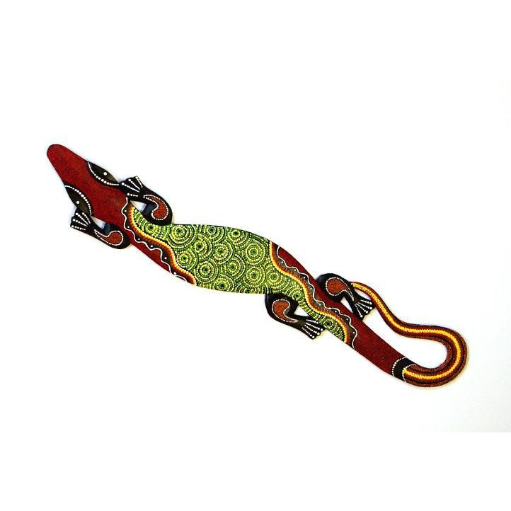 Dekorativní dřevěná ještěrka, malovaná, ruční výroba, 100 cm