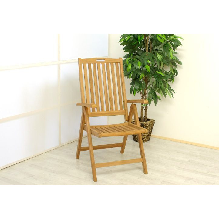 Masivní dřevěná skládací židle z teakového dřeva, s područkami